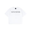 Graphic text t-shirt with “how tf we feelin baby” quote print
